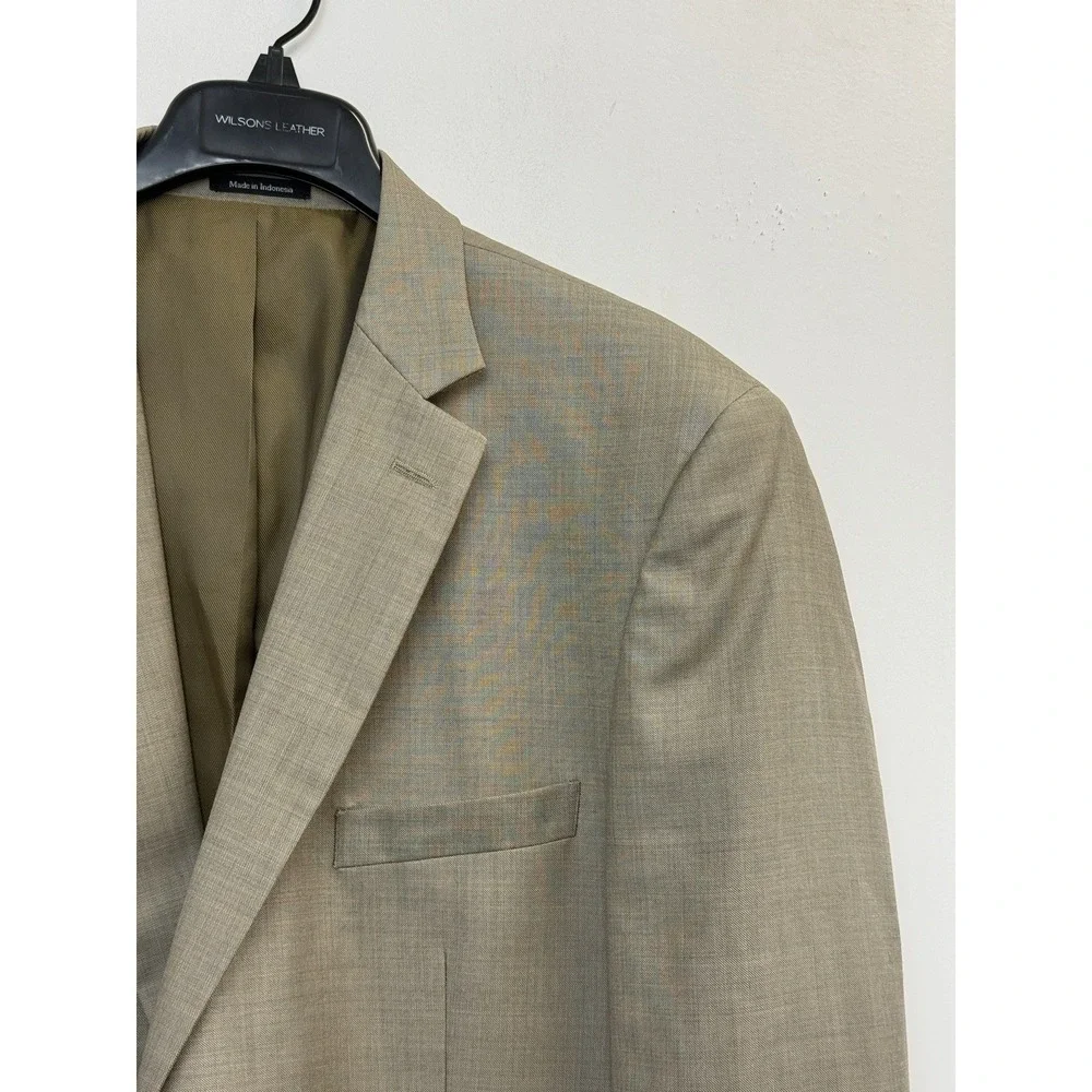 Pronto Uomo‎ Sport Coat Jacket Mens 46L Light Brown Wool Blazer 2 Button